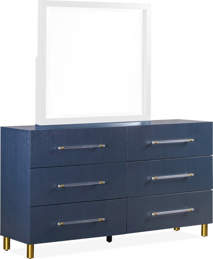 Modus Furniture - Argento Six Drawer Dresser in Navy Blue and Burnished Brass (2024) - 9DKB82A view 2