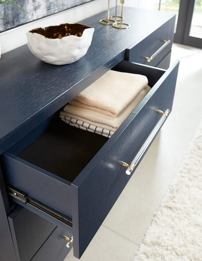 Modus Furniture - Argento Six Drawer Dresser in Navy Blue and Burnished Brass (2024) - 9DKB82A view 4