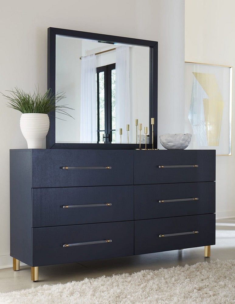 Modus Furniture - Argento Six Drawer Dresser in Navy Blue and Burnished Brass (2024) - 9DKB82A view 7
