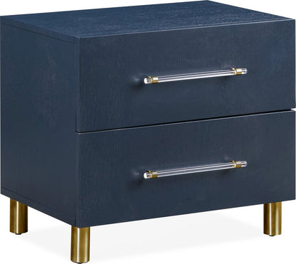 Modus Furniture - Argento Two Drawer USB Charging Nightstand in Navy Blue and Burnished Brass - 9DKB81 view 1
