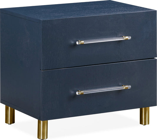 Modus Furniture - Argento Two Drawer USB Charging Nightstand in Navy Blue and Burnished Brass - 9DKB81 view 1