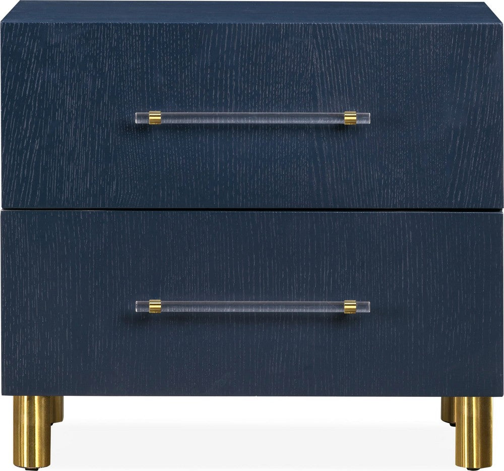 Modus Furniture - Argento Two Drawer USB Charging Nightstand in Navy Blue and Burnished Brass - 9DKB81 view 2
