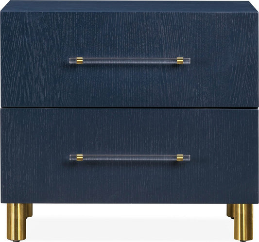 Modus Furniture - Argento Two Drawer USB Charging Nightstand in Navy Blue and Burnished Brass - 9DKB81 view 2