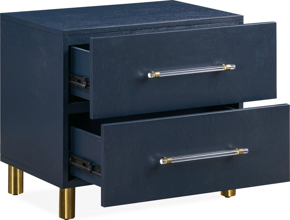 Modus Furniture - Argento Two Drawer USB Charging Nightstand in Navy Blue and Burnished Brass - 9DKB81 view 3