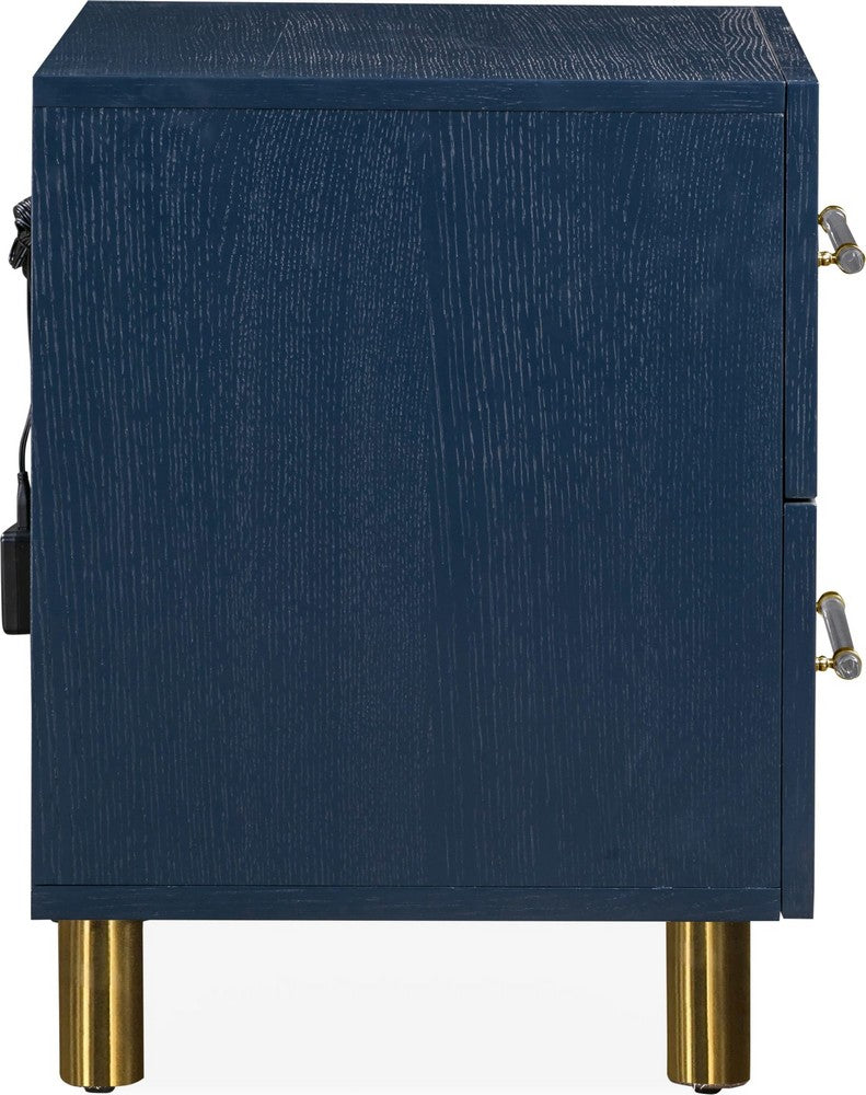 Modus Furniture - Argento Two Drawer USB Charging Nightstand in Navy Blue and Burnished Brass - 9DKB81 view 4