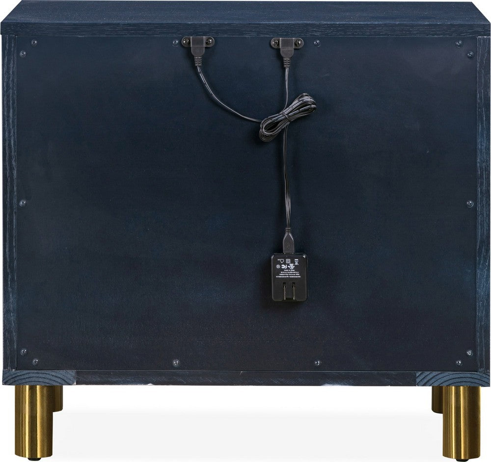 Modus Furniture - Argento Two Drawer USB Charging Nightstand in Navy Blue and Burnished Brass - 9DKB81 view 5