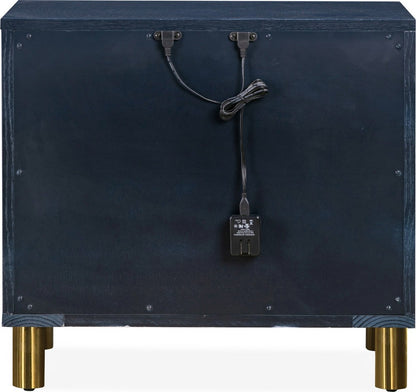 Modus Furniture - Argento Two Drawer USB Charging Nightstand in Navy Blue and Burnished Brass - 9DKB81 view 5
