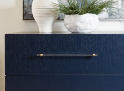 Modus Furniture - Argento Two Drawer USB Charging Nightstand in Navy Blue and Burnished Brass - 9DKB81 view 6