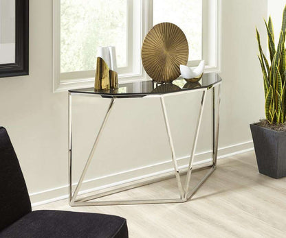 Modus Furniture - Aria Smoked Glass and Polished Stainless Steel Console Table - 4VG523 veiw 1