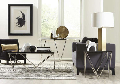 Modus Furniture - Aria Smoked Glass and Polished Stainless Steel Console Table - 4VG523 veiw 3