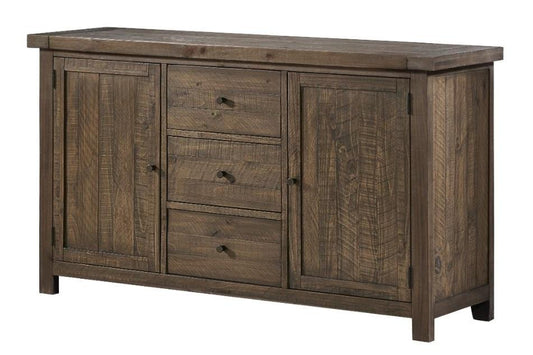 Modus Furniture - Autumn Solid Wood Three Drawer Two Door Sideboard in Flint Oak - 8FJ873 veiw 1