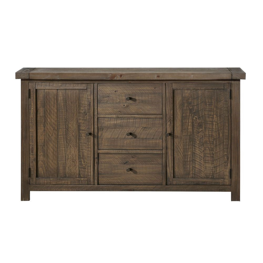 Modus Furniture - Autumn Solid Wood Three Drawer Two Door Sideboard in Flint Oak - 8FJ873 veiw 2