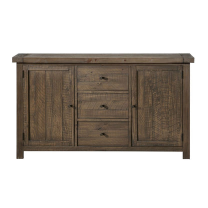 Modus Furniture - Autumn Solid Wood Three Drawer Two Door Sideboard in Flint Oak - 8FJ873 veiw 2