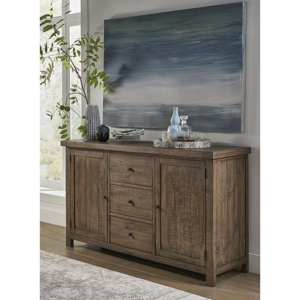 Modus Furniture - Autumn Solid Wood Three Drawer Two Door Sideboard in Flint Oak - 8FJ873 veiw 4