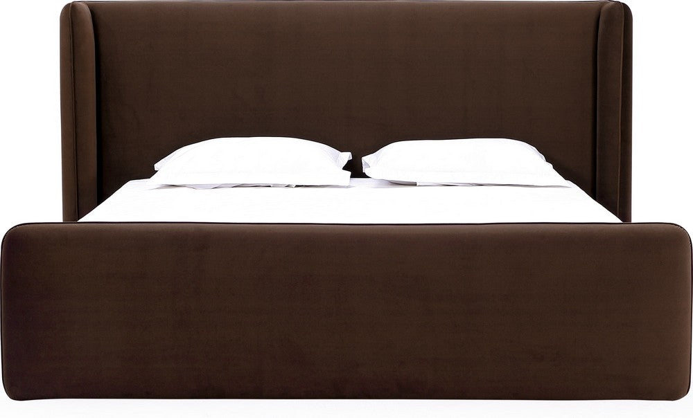 Modus Furniture - Bacall Queen-size Velvet Upholstered Wingback Platform Bed in Cola (2026) - PCRJK5 view 2