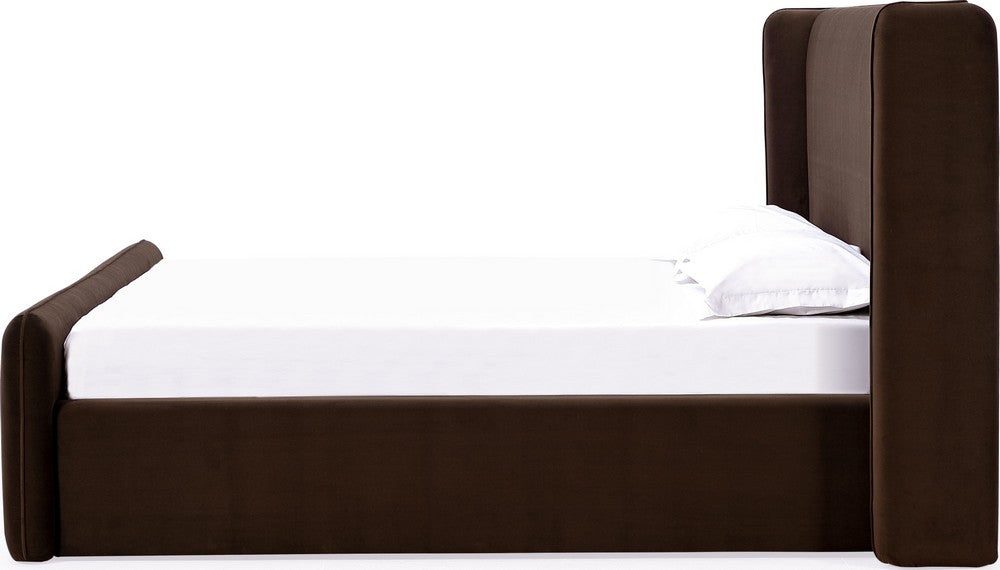 Modus Furniture - Bacall Queen-size Velvet Upholstered Wingback Platform Bed in Cola (2026) - PCRJK5 view 3