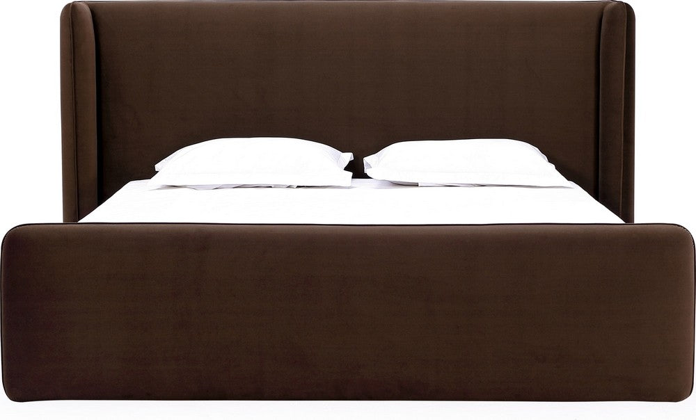 Modus Furniture - Bacall Queen-size Velvet Upholstered Wingback Platform Bed in Cola - PCRJH5 view 2