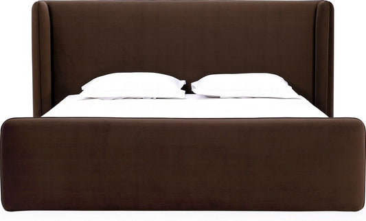Modus Furniture - Bacall Queen-size Velvet Upholstered Wingback Platform Bed in Cola - PCRJH5 view 2