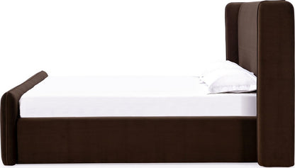 Modus Furniture - Bacall Queen-size Velvet Upholstered Wingback Platform Bed in Cola - PCRJH5 view 3