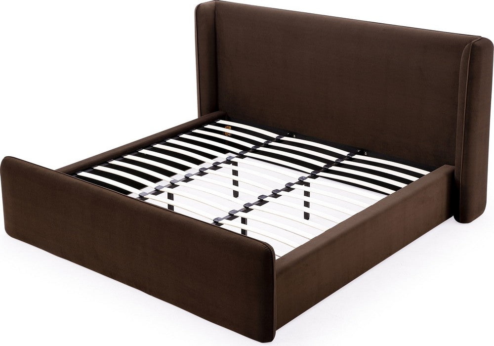 Modus Furniture - Bacall Queen-size Velvet Upholstered Wingback Platform Bed in Cola - PCRJH5 view 4