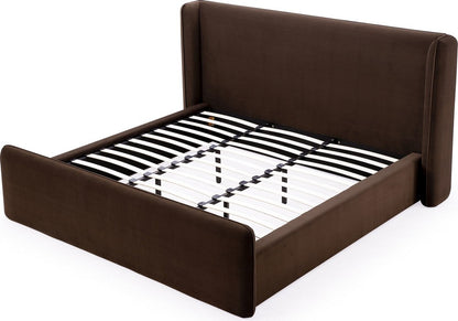 Modus Furniture - Bacall Queen-size Velvet Upholstered Wingback Platform Bed in Cola - PCRJH5 view 4