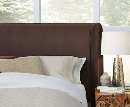 Modus Furniture - Bacall Queen-size Velvet Upholstered Wingback Platform Bed in Cola - PCRJH5 view 5