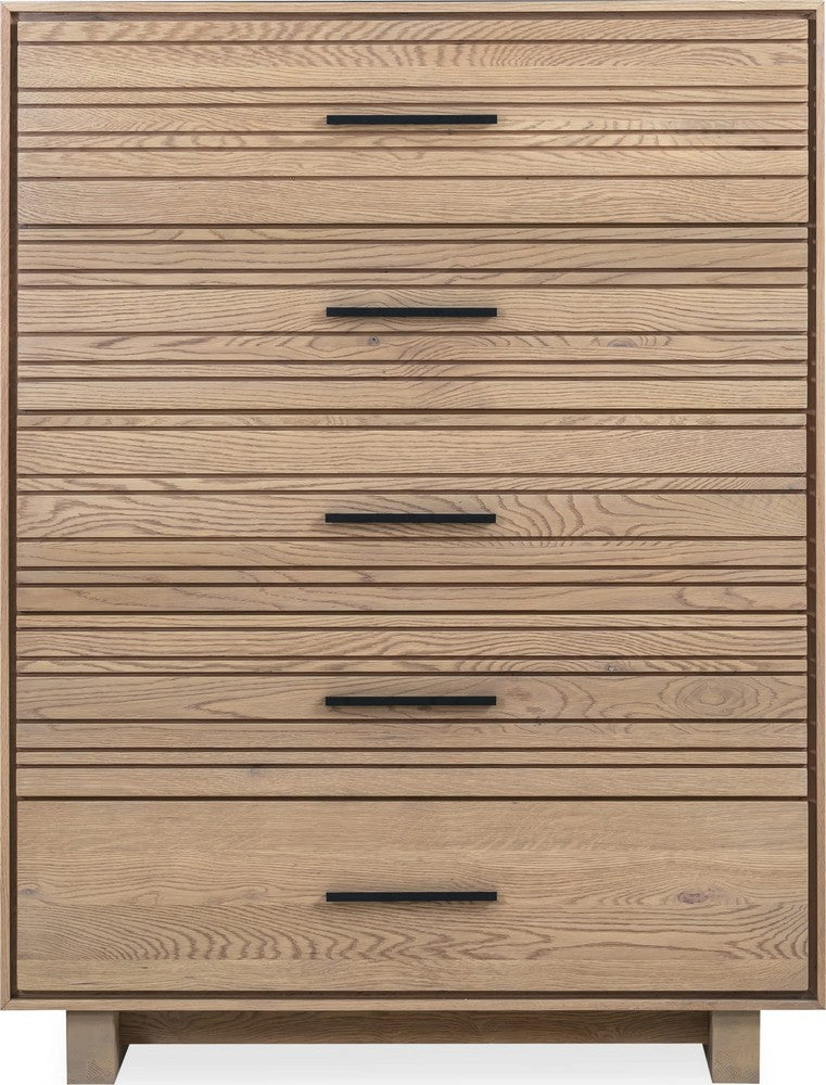 Modus Furniture - Batten Five Drawer Slatted Chest in Blonde Oak - NERM84 view 2