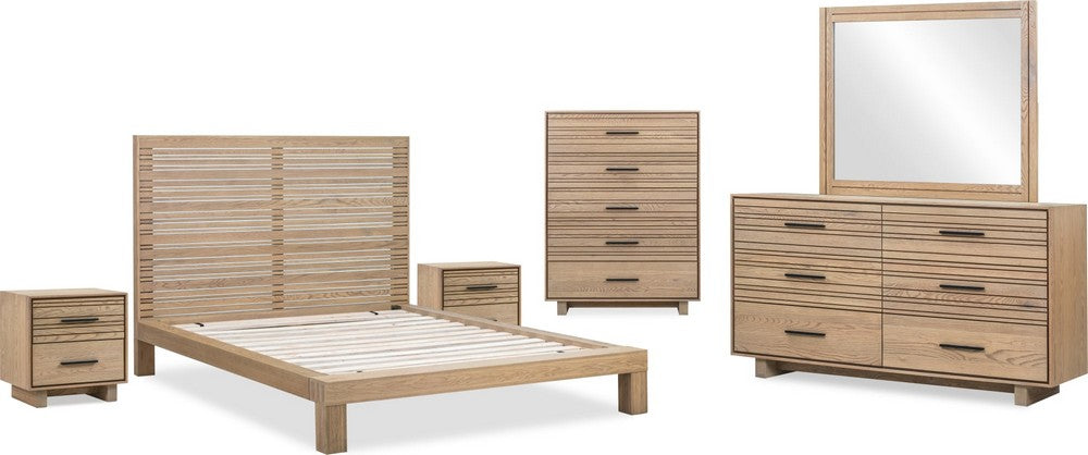 Modus Furniture - Batten Five Drawer Slatted Chest in Blonde Oak - NERM84 view 4
