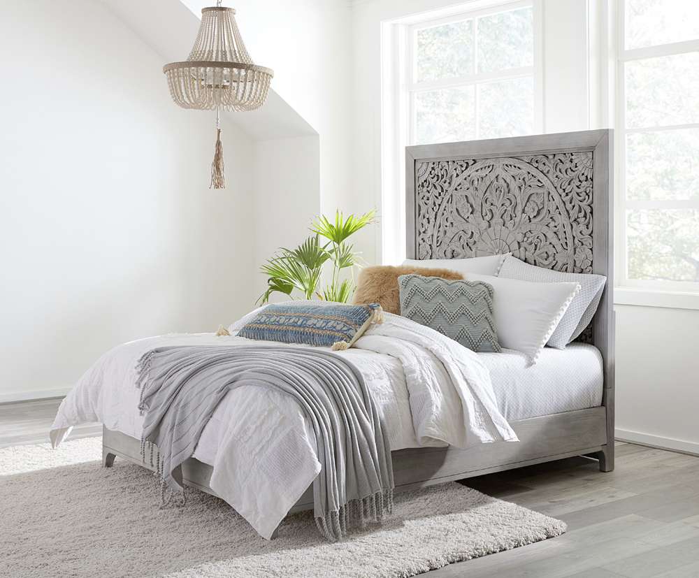 Modus Furniture - Boho Chic California King-Size Bed in Washed White - 1JQ9H6 veiw 1