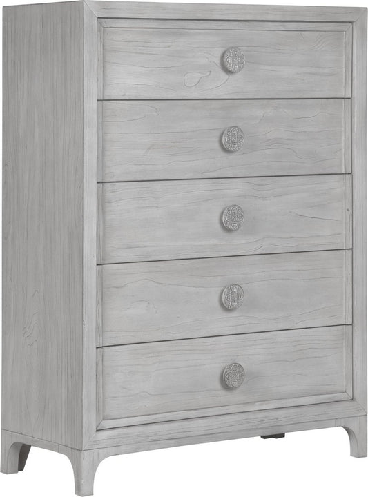 Modus Furniture - Boho Chic Five-Drawer Chest in Washed White (2024) - 1JQ984A view 1