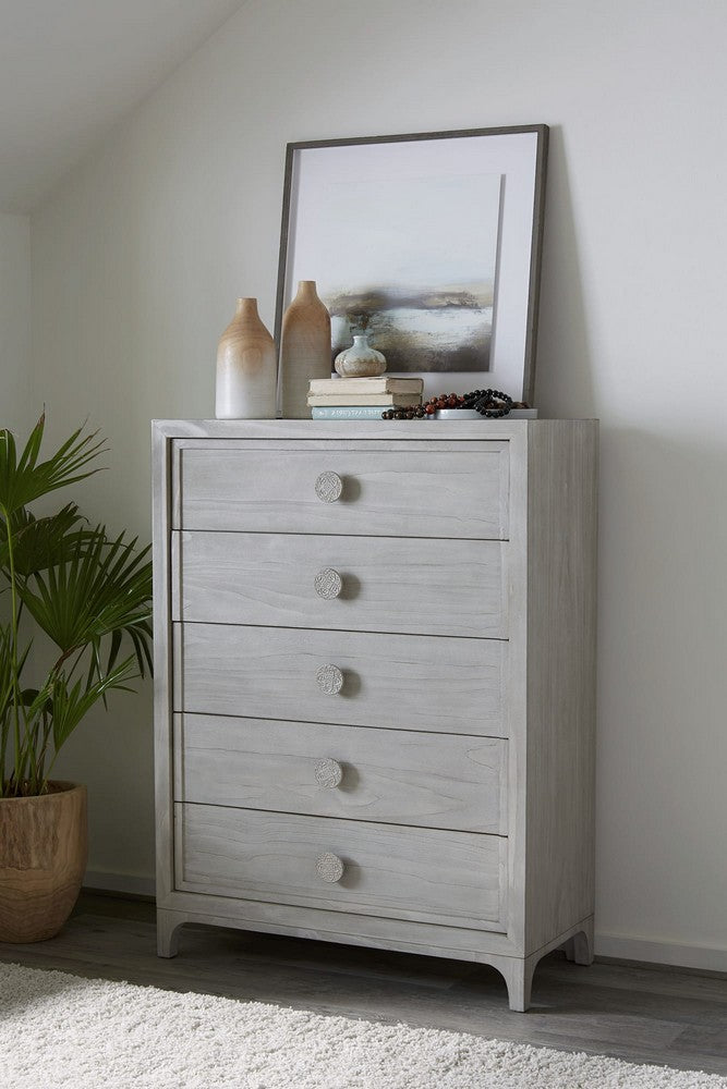 Modus Furniture - Boho Chic Five-Drawer Chest in Washed White (2024) - 1JQ984A view 4