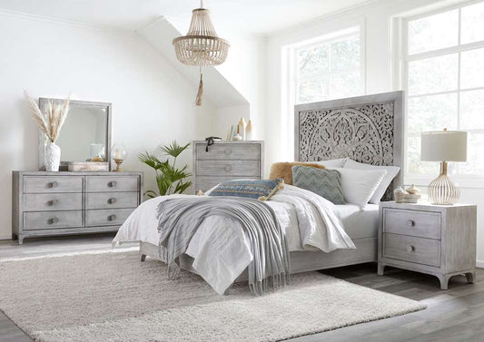 Modus Furniture - Boho Chic King-Size Bed in Washed White - 1JQ9H7 veiw 2