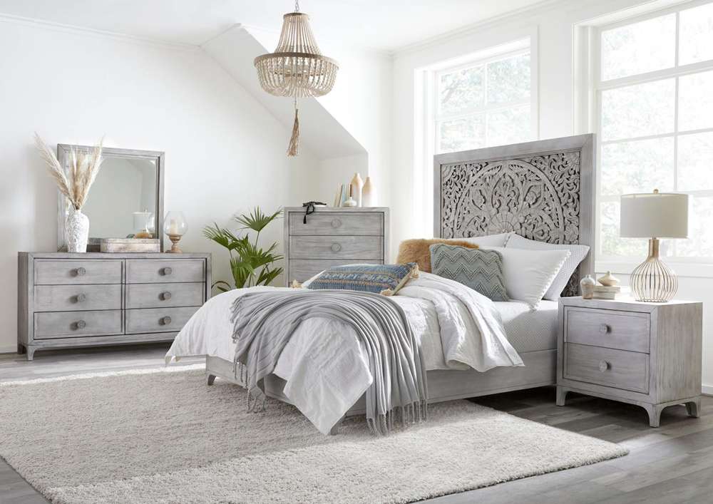 Modus Furniture - Boho Chic Nighstand in Washed White - 1JQ981 veiw 2