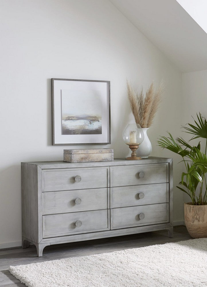 Modus Furniture - Boho Chic Six-Drawer Dresser in Washed White (2024) - 1JQ982A view 4