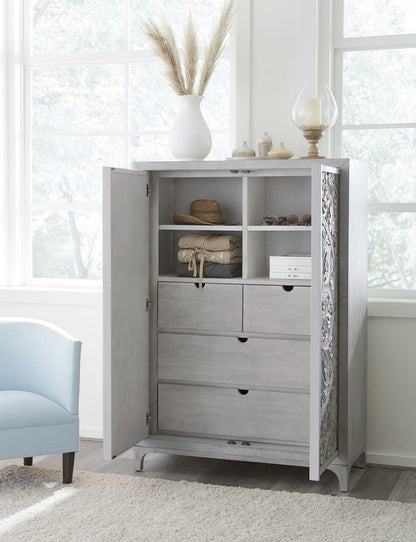 Modus Furniture - Boho Chic Wardrobe Chest in Washed White (2024) - 1JQ986A view 5