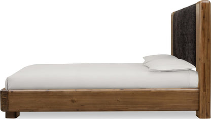 Modus Furniture - Boka Full-size Chenille Upholstered Acacia Wood Platform Bed in Black and Impala - TVXUH4 view 3