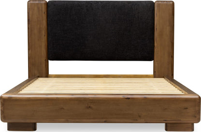 Modus Furniture - Boka Full-size Chenille Upholstered Acacia Wood Platform Bed in Black and Impala - TVXUH4 view 5