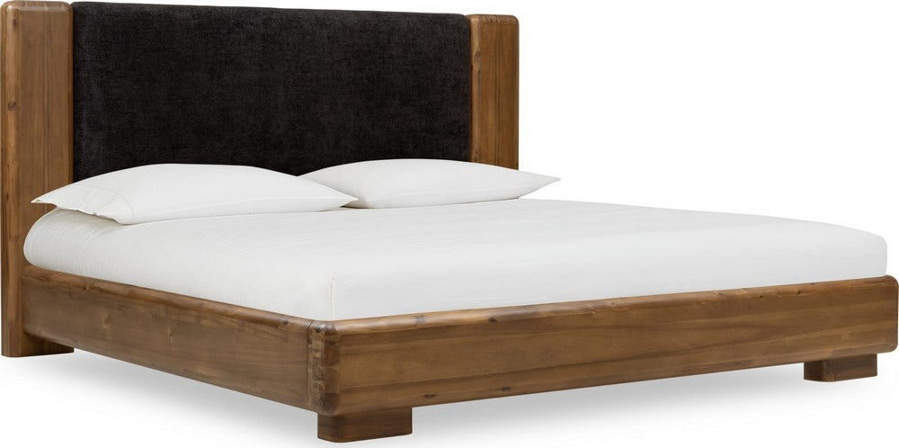 Modus Furniture - Boka King-Size Chenille Upholstered Platform Bed in Black and Impala - TVXUH7 view 1