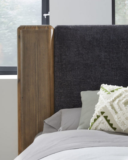Modus Furniture - Boka Queen-Size Chenille Upholstered Platform Bed in Black and Impala - TVXUH5 view 9