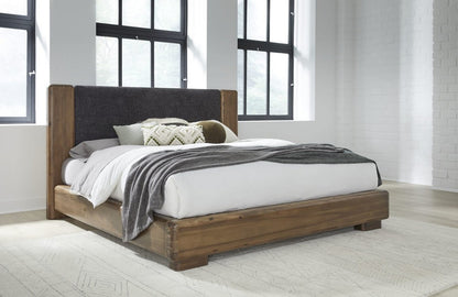 Modus Furniture - Boka Queen-Size Chenille Upholstered Platform Bed in Black and Impala - TVXUH5 view 10