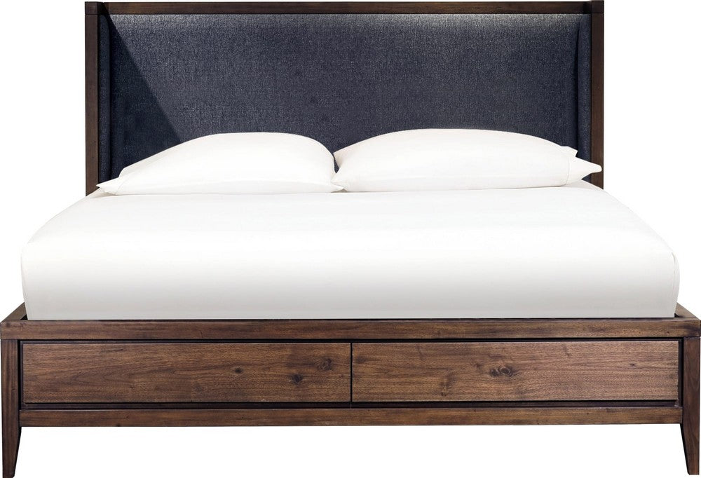 Modus Furniture - Boracay California King-size Upholstered Wingback Storage Bed in Wild Oats Brown - LWY6H6 view 2