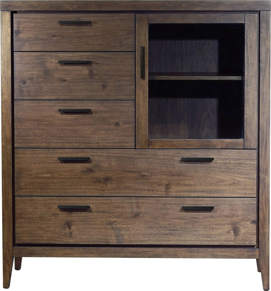 Modus Furniture - Boracay Five Drawer One Door Walnut Sweater Chest in Wild Oats Brown (2024) - LWY686A view 1