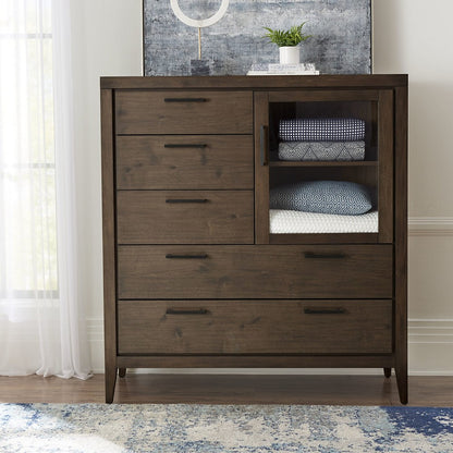 Modus Furniture - Boracay Five Drawer One Door Walnut Sweater Chest in Wild Oats Brown (2024) - LWY686A view 4