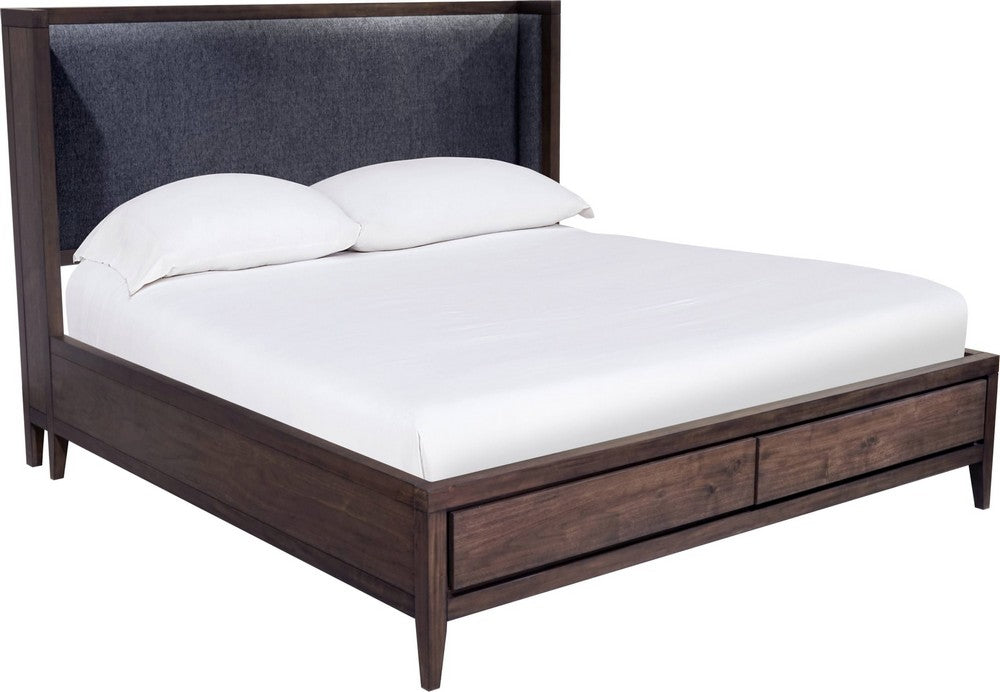 Modus Furniture - Boracay King-size Upholstered Wingback Storage Bed in Wild Oats Brown - LWY6H7 view 3
