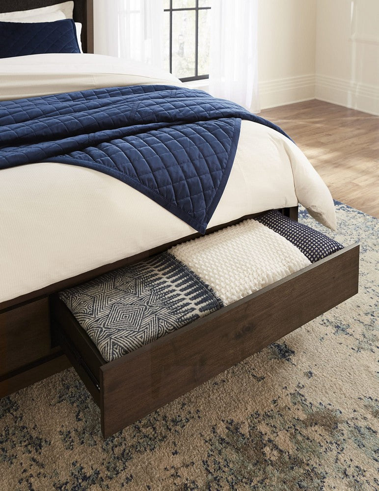 Modus Furniture - Boracay King-size Upholstered Wingback Storage Bed in Wild Oats Brown - LWY6H7 view 8
