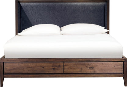 Modus Furniture - Boracay Queen-size Upholstered Wingback Storage Bed in Wild Oats Brown - LWY6H5 view 2