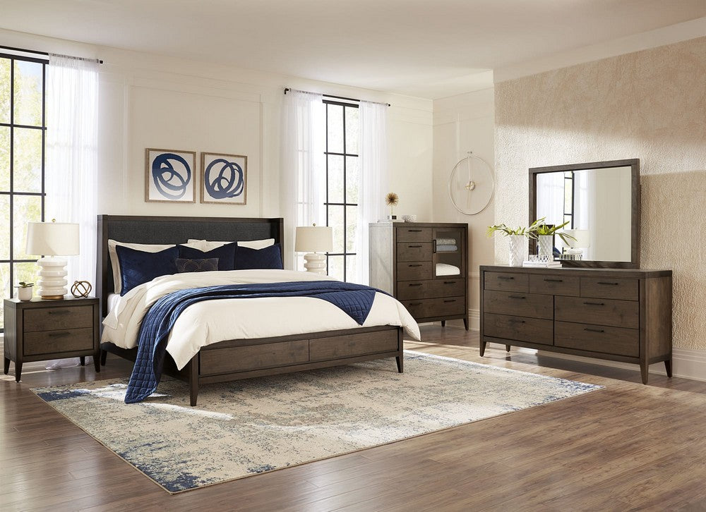 Modus Furniture - Boracay Queen-size Upholstered Wingback Storage Bed in Wild Oats Brown - LWY6H5 view 10