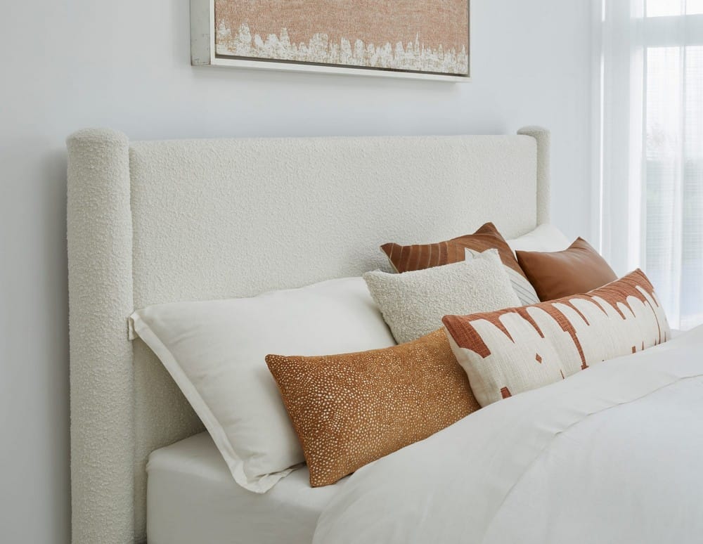 Modus Furniture - Burke California King-size Upholstered Platform Bed in Cottage Cheese Boucle (2026) - MQMZU6 view 4
