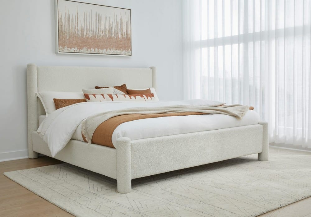 Modus Furniture - Burke California King-size Upholstered Platform Bed in Cottage Cheese Boucle (2026) - MQMZU6 view 5