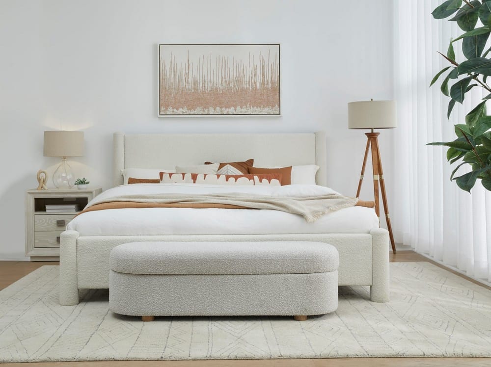 Modus Furniture - Burke California King-size Upholstered Platform Bed in Cottage Cheese Boucle (2026) - MQMZU6 view 6